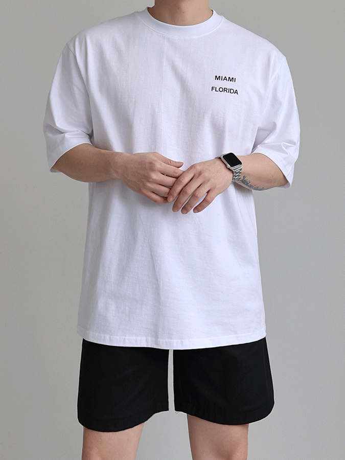 여름 마이에미 남자 오버핏 휴가 반팔 티셔츠_(4color)