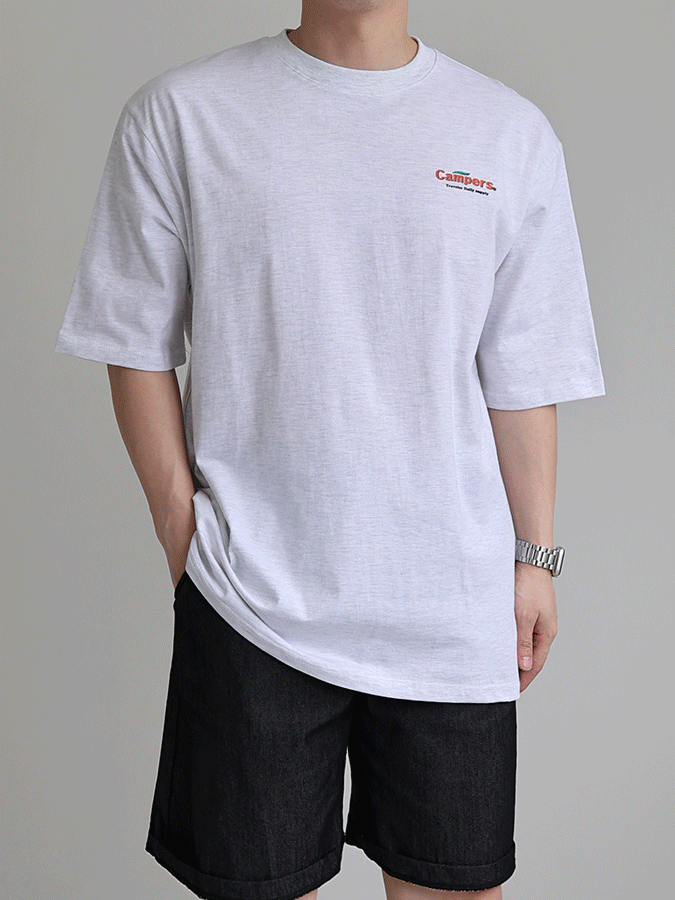 서플라이 남자 오버핏 베이직 여름 반팔 티셔츠_(3color)