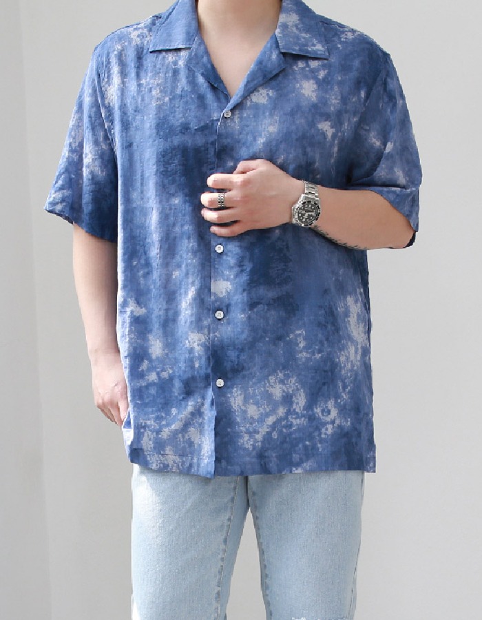 물 나염 반팔 셔츠 (3color)